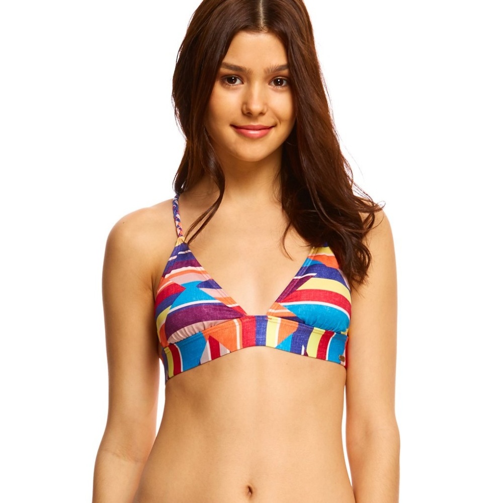 Roxy Triangle Bikini Top braided straps Geometric